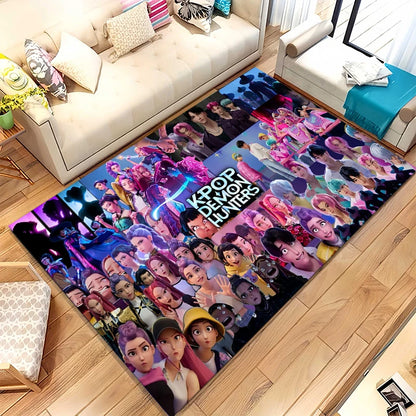 K-Pop Demon Hunters Golden Saja Boys Living Room Non-Slip Area Rug Soft Carpet for Bedroom Playroom Sofa,Home Decor Doormat