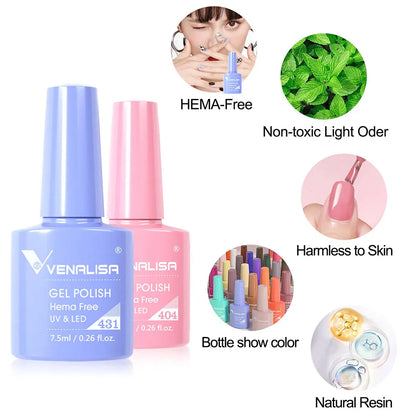 Venalisa VIP4 Nail Gel Polish HEMA/TPO FREE Full Coverage Beautiful Semi Permanent Soak Off UV LED Gel Nail Polish Gel Lacquer