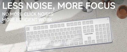 Wired USB Keyboard with White Backlit Metal Panel Pudding Keycaps Full Size Quiet Computer Keyboard for Windows PC Laptop Gamer