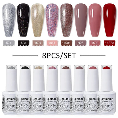 Arte Clavo 8Pcs/Set Gel Nail Polish Set 15ml Colorful Semi Permanent For Manicure Varnish Soak Off UV LED Nail Art Gel Kits