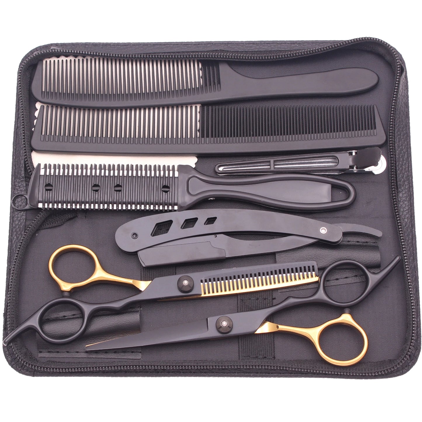 Hairdressing Scissors Japan Stainless Hair Scissors Purple Hair Cutting Scissors Barber Shop Thinning Shears Set Comb C1001