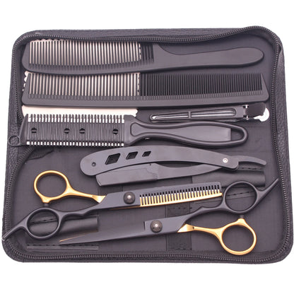 Hairdressing Scissors Japan Stainless Hair Scissors Purple Hair Cutting Scissors Barber Shop Thinning Shears Set Comb C1001