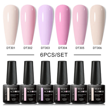 6Pcs Autumn Brown Color Gel Nail Polish Set Semi Permanent Varnishes Nail Art Design Hybrid Soak Off UV LED Gel Manicure Kit