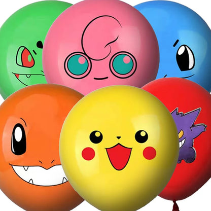 24pcs Pokemon Balloons for Birthday 12inch Cartoon Latex Balloon Birthday Party Round Multi Pikachu Toys Decoration Baby Shower