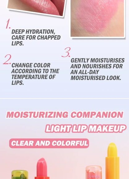 6Pcs Fruit Flavor Lip Balm Set Peach Strawberry LongLasting Moisturizing Lip GlossTransparent Shiny Non StickyHydrating Lip Care