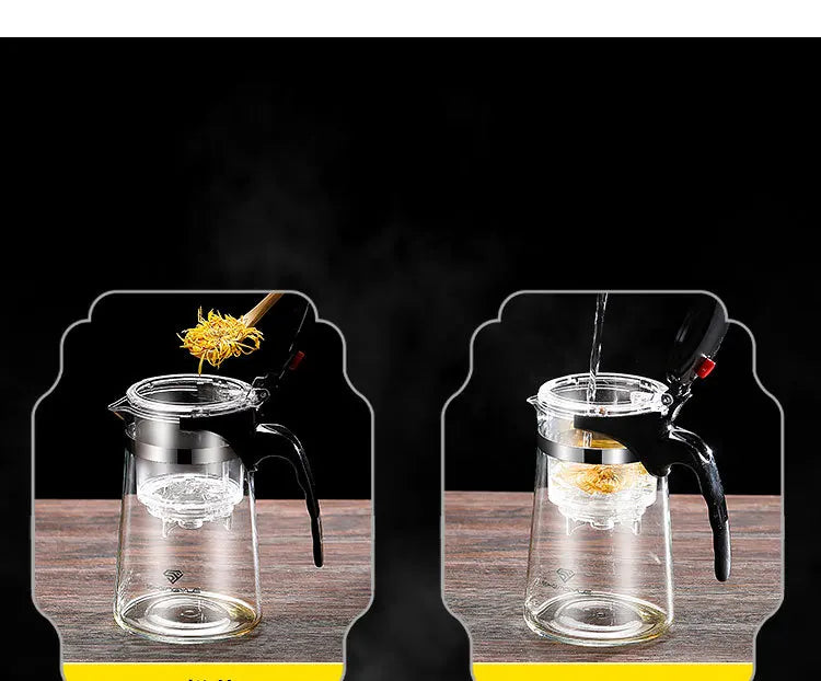 Heat Resistant Glass Teapot One-click Filtering Tea Pot Tea Water Separation Filter Tea Maker Coffee Pot Home Flower Teaware