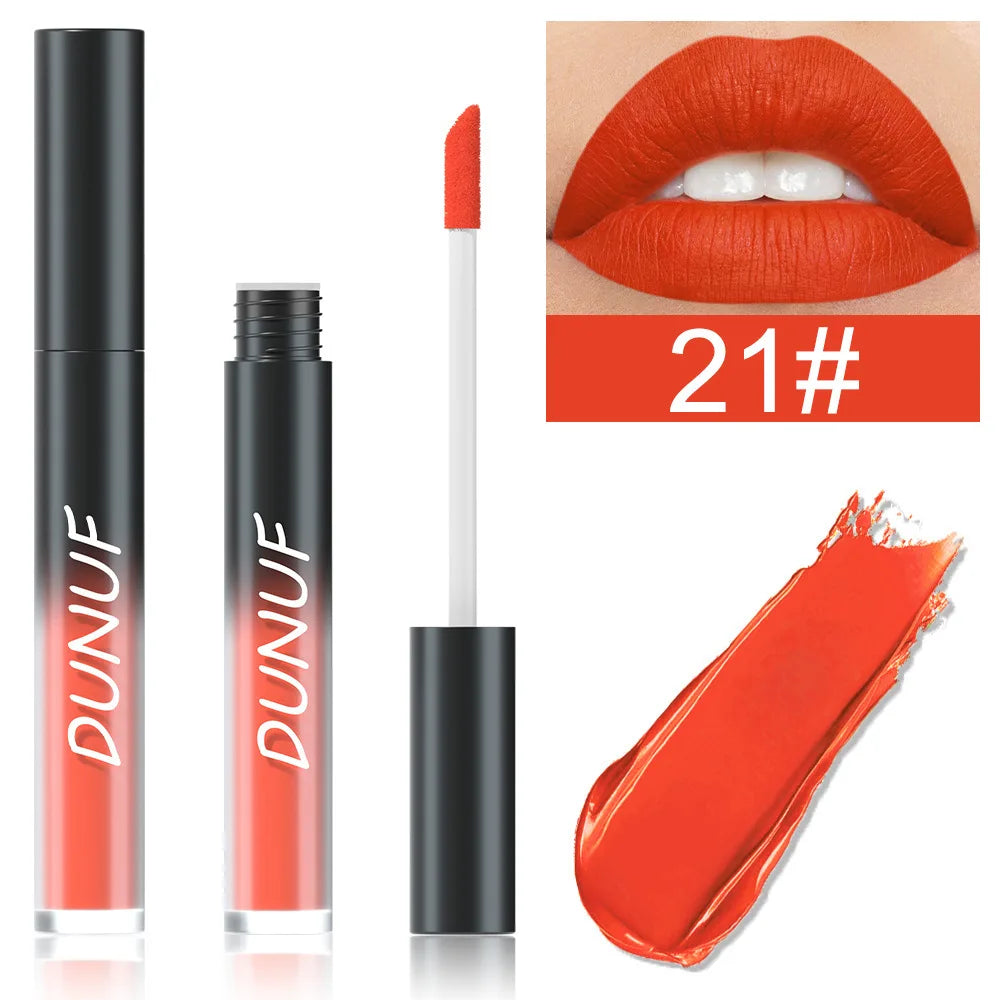 DUNUF 32 Color Matte Liquid Lipstick: Bold Pigment Non-Stick Lip Glaze