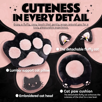 Pink Cat Ear Gaming Chair with Footrest 🎮🐱