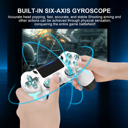GAMINJA Wireless Game Controller For PS4 PS3 Console Computer PC RGB Light LED Bluetooth Gamepad 6-axis Gyroscope Dual Vibration