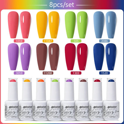 Arte Clavo 8Pcs/Set Gel Nail Polish Set 15ml Colorful Semi Permanent For Manicure Varnish Soak Off UV LED Nail Art Gel Kits