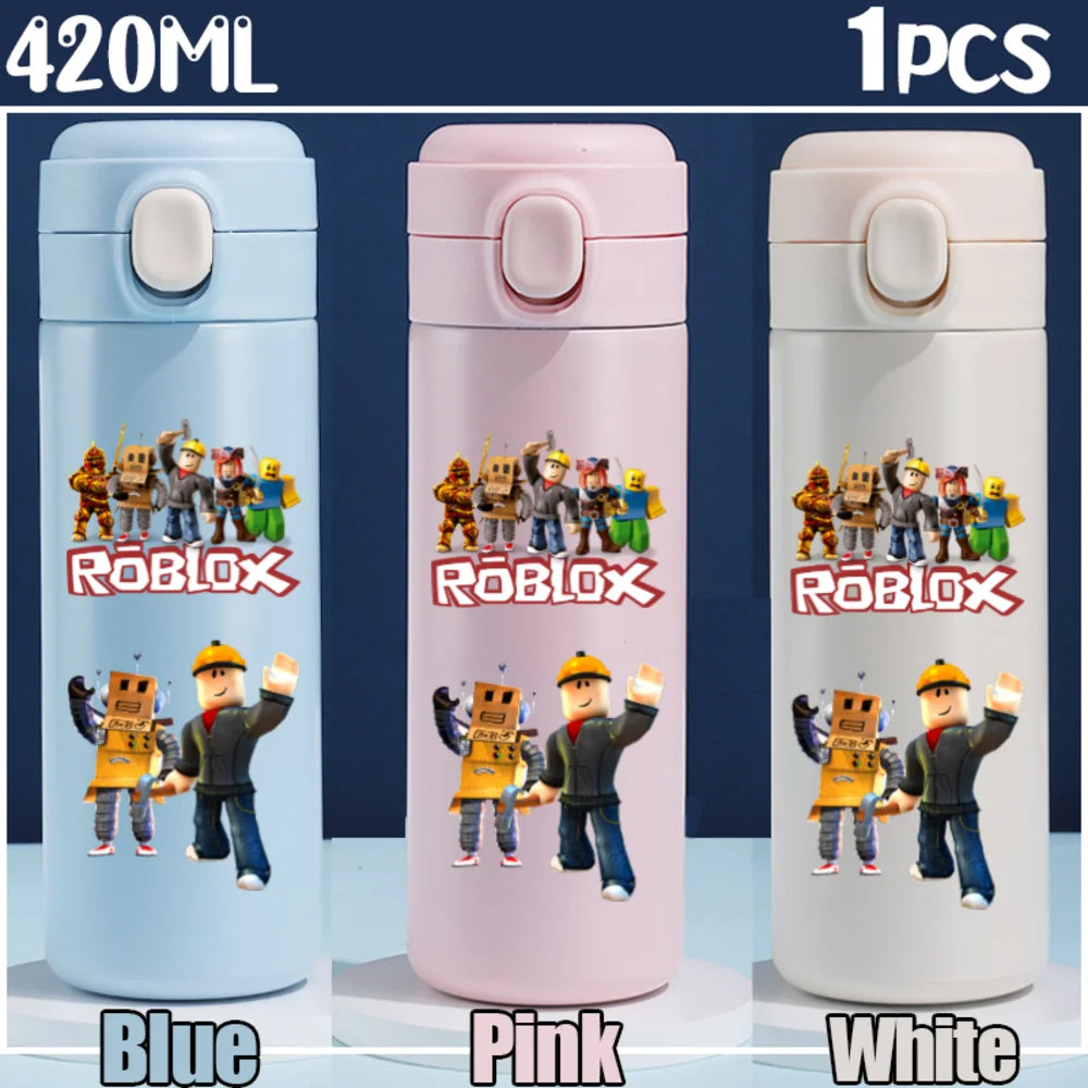 Roblox Anime Water Bottle DynaBlocks 304 Stainless Steel Thermos Cup 420ML Gourde Game Straight Drinking Cup Holiday Gifts