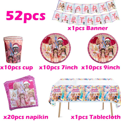 Roblox Birthday Party Decoration Balloons Disposable Tableware for Kids Party Supplies Baby Shower Sticker Bracelet Toy Gifts