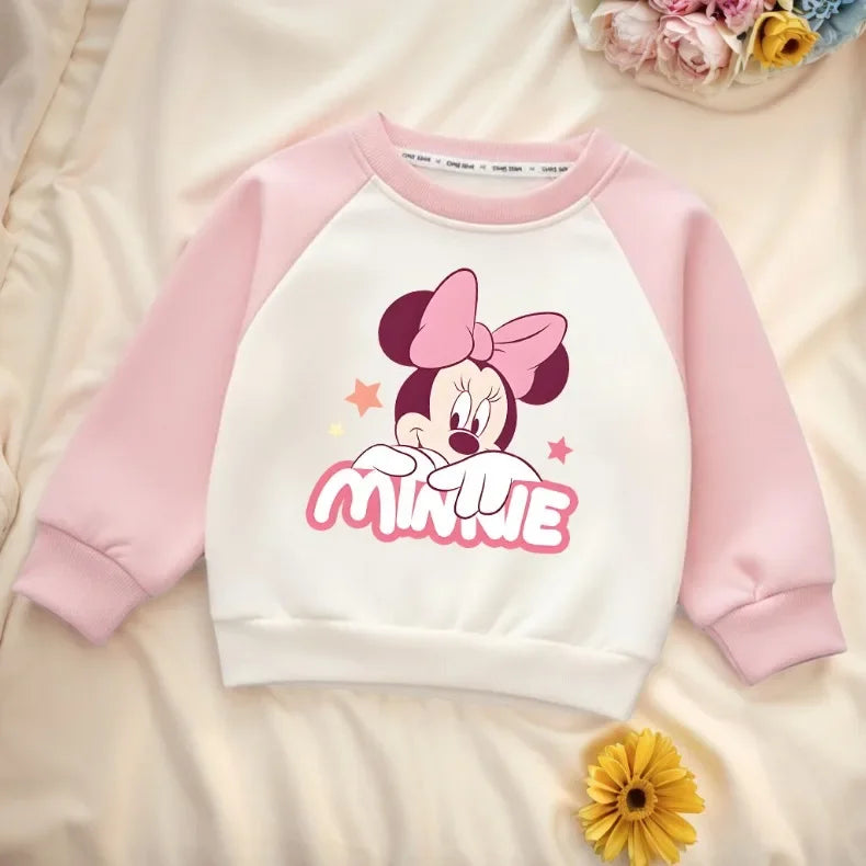 Cartoon Printed Girls Casual Sweatshirts Spring and Autumn Kids O Neck Hoodies Spliced Long Sleeve Children's Sport Pullover New