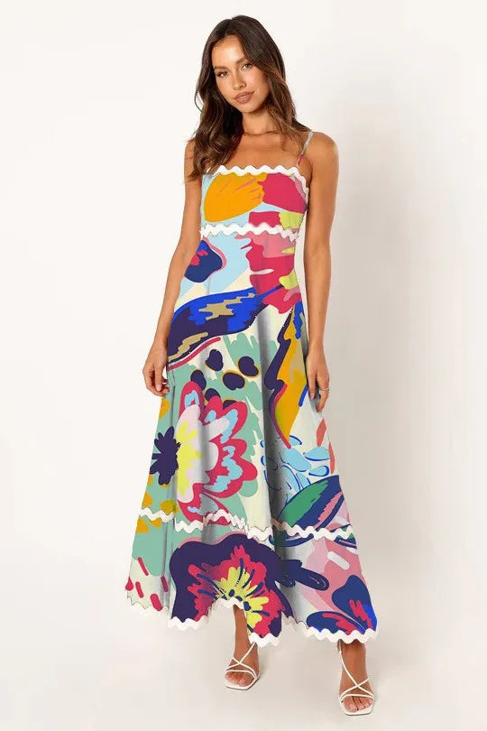 Sleeveless Scalloped Trim Midi Dress: Sexy Strapless Princess Silhouette Gown
