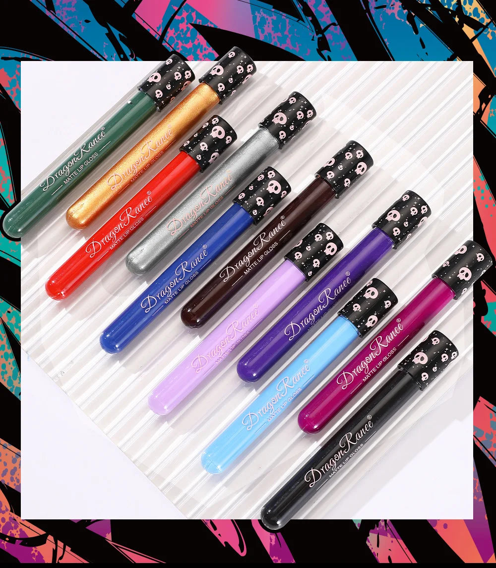 12 Color Halloween Lip Gloss Makeup Black Green Purple Lipstick Christmas Tint Moisturizer Waterproof Matte Lipstick Lip Pigment