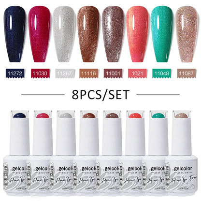 Arte Clavo 8Pcs/Set Gel Nail Polish Set 15ml Colorful Semi Permanent For Manicure Varnish Soak Off UV LED Nail Art Gel Kits