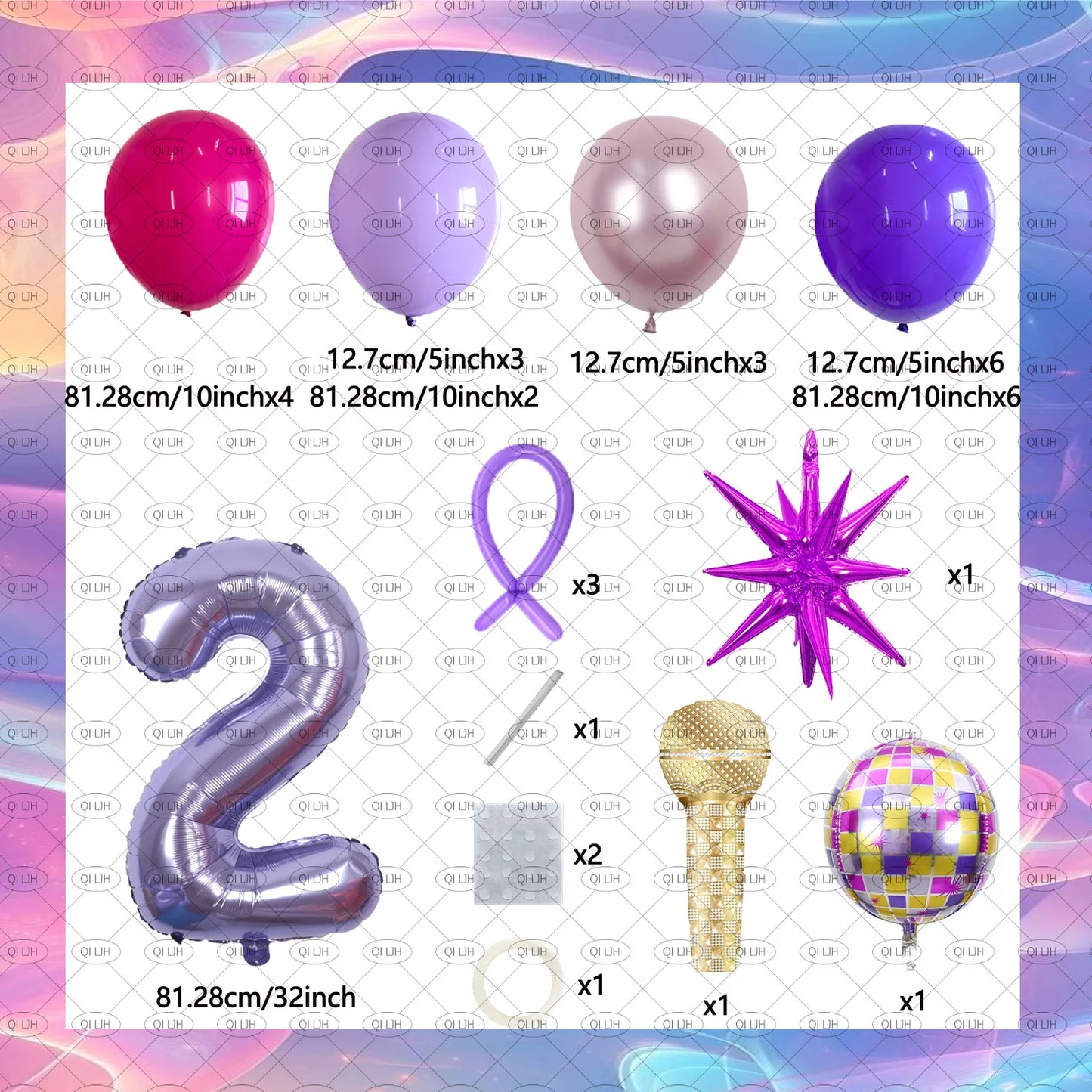 34pcs K-pop music girl group idol hunter theme disco rock party balloon set birthday party music festival concert decoration