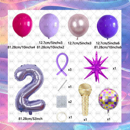 34pcs K-pop music girl group idol hunter theme disco rock party balloon set birthday party music festival concert decoration