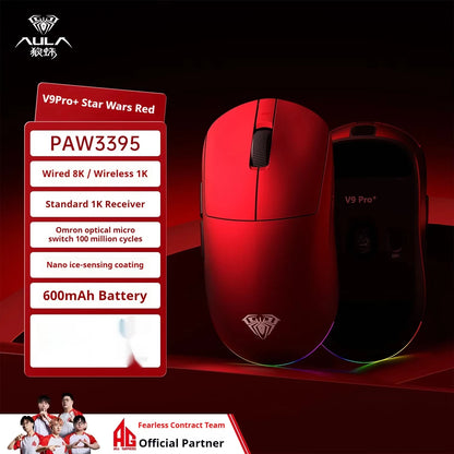 AULA V9 V9+ Wireless Mouse Tri Mode Bluetooth Lightweight Mouse E-sports Gaming Mice Esports Gaming Mice PC Accessories Gifts