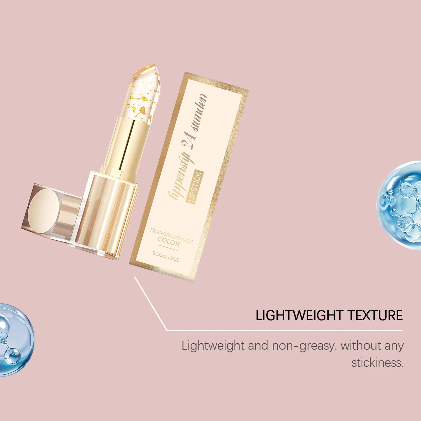 24K Gold Foil Color Changing Lipstick: Hyaluronic Acid Hydrating Lip Plumper