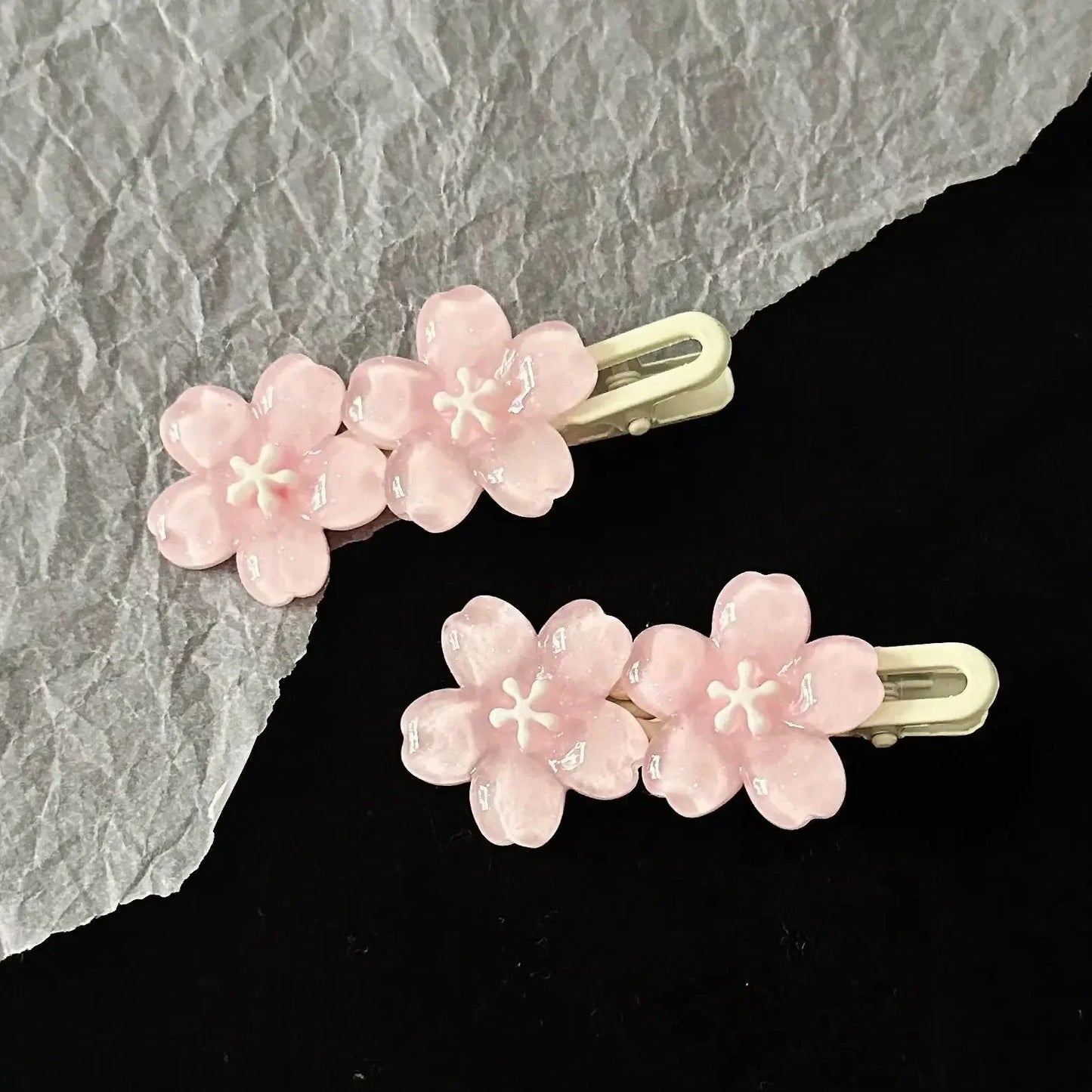 Jelly Cherry Blossom Hair Clips.