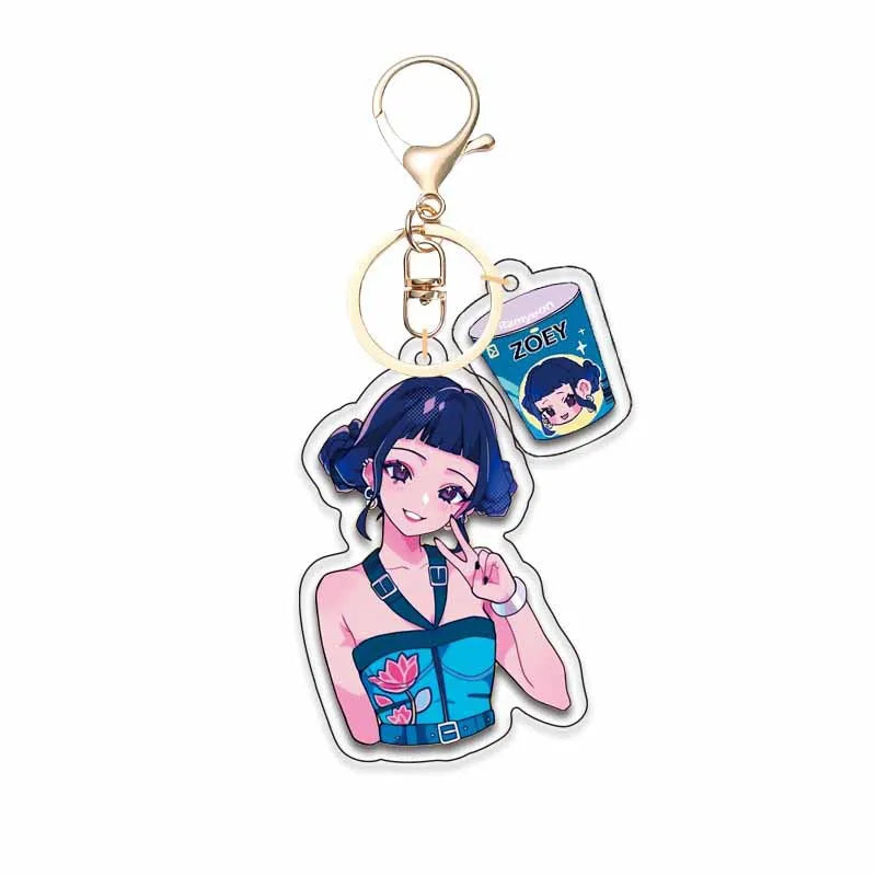 8pcs Girls Group Anime Fans Backpack for School & Outdoor, Double-Sided Spray Acrylic Keychain Lovely Gift for Frien