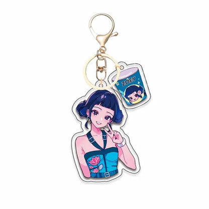 8pcs Girls Group Anime Fans Backpack for School & Outdoor, Double-Sided Spray Acrylic Keychain Lovely Gift for Frien