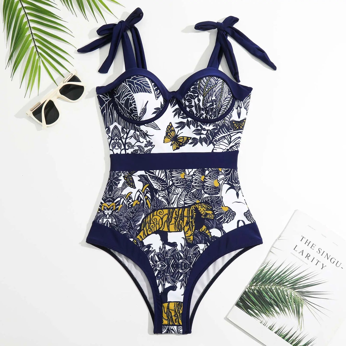 2024 Sexy Women's Swimsuit with Skirt One-Piece Swimwear Vintage Ruffle V Neck Cover Up Bikinis Set Beachwear Bathing Suit