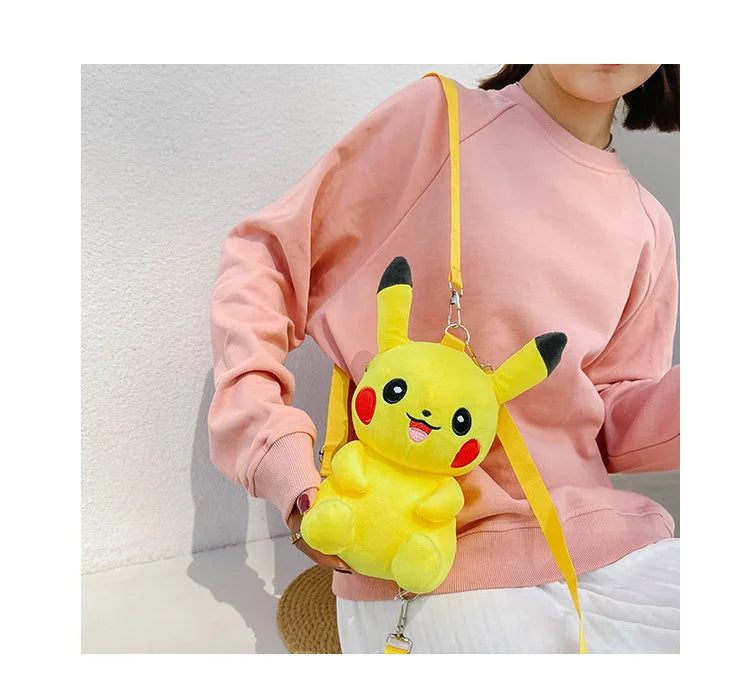 30cm Pokemon Fashion Japanese Anime Fun Cartoon Small Bag Pikachu Plush Doll Backpack Girl Cute Pikachu Plush Backpack