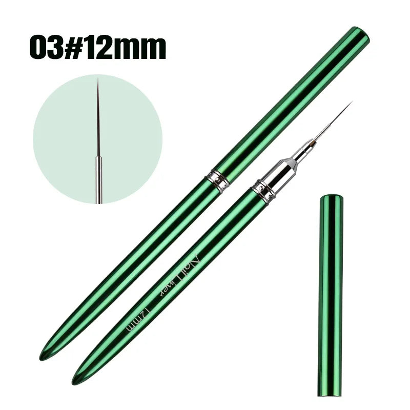 Nail Art Brush Metal Handle Phototherapy Acrylic UV Gel Brush Nails Extension Builder Painting Drawing Pen DIY Manicure Tools