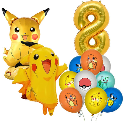 New pokemon birthday party pikachu decoration Balloon Disposable Tableware Tablecloth Straws Cup Plates Baby Shower Supplies Toy