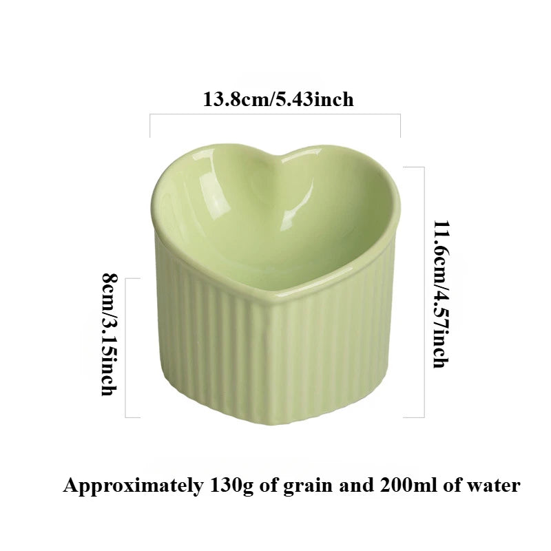 Slanted Ceramic Cat Bowl with Stand - Anti-Tip Elevated Cat Food Dish for Neck Protection, Cute Pet Feeding Bowl dogs universal