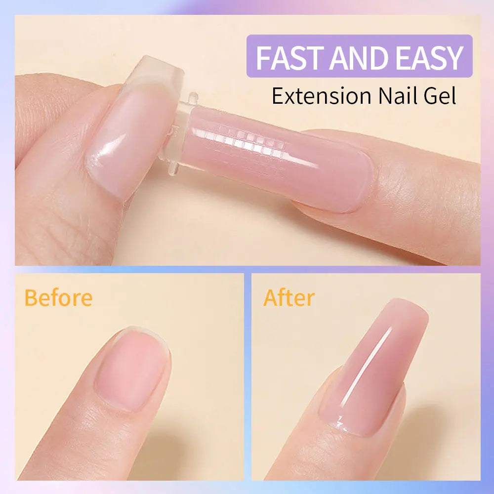 Poly Extension Gel Nail Kit 14 PCS 15ML Quick Building UV/LED Gel with Slip Solution and Nails Art Lamp  for Beginner Manicure
