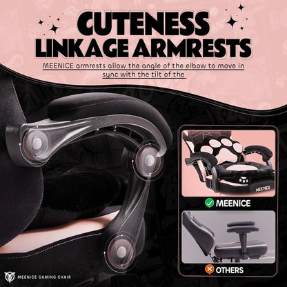 Pink Cat Ear Gaming Chair with Footrest 🎮🐱