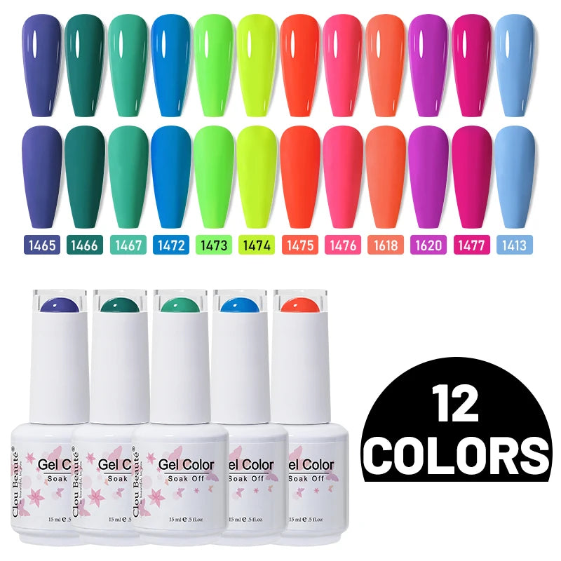 Clou Beaute 10/12/20/24pcs Gel Nail Polish Set Color 15ml White Glass Bottle Nail Art Kit Semi Permanent Gellack Nail Varnish
