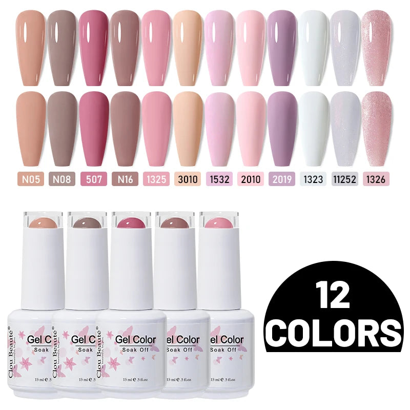 Clou Beaute 10/12/20/24pcs Gel Nail Polish Set Color 15ml White Glass Bottle Nail Art Kit Semi Permanent Gellack Nail Varnish
