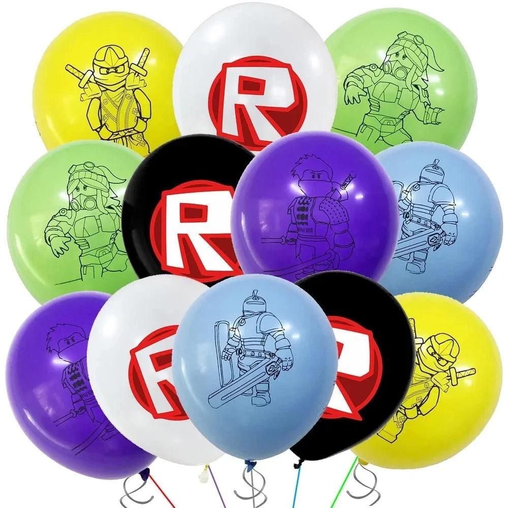 139PCS Roblox Birthday Decoration Party Kit Disposable Tableware Set Roblox Game Tablecloth Balloon Gift Bag Kids Party Supplies