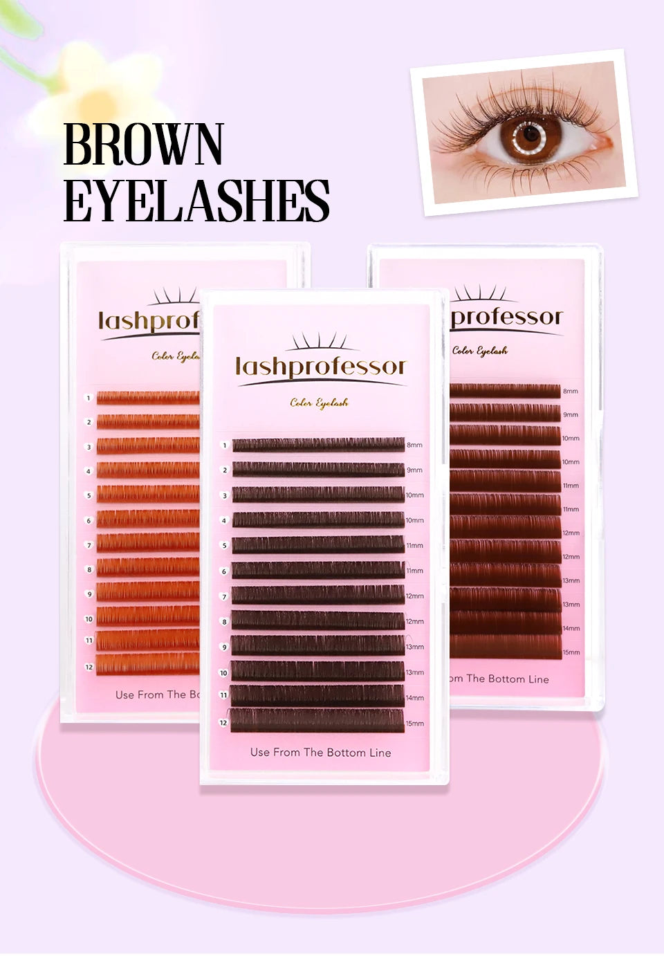 Brown Individual Eyelashes Extension 8-15 Mixed Lash Colorful Premium Dark Brown Lashes Soft Natural Mink False Eyelashes Makeup