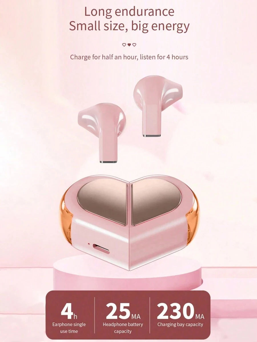 Heart-Shaped Wireless Earbuds