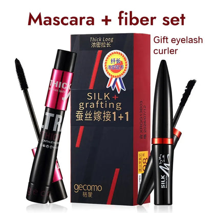 GECOMO 4D Silk Fiber Mascara Combo Set: Double Tube Waterproof Lash Extension
