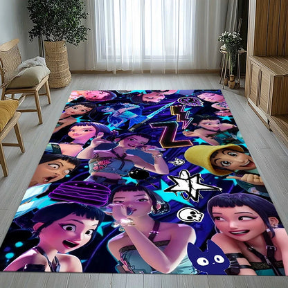 K-Pop Demon Hunters Golden Saja Boys Living Room Non-Slip Area Rug Soft Carpet for Bedroom Playroom Sofa,Home Decor Doormat