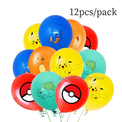 Pokemon Latex Balloons Birthday Party Decor Cartoon Pikachu Balloon Poke Ball Balloons Baby Shower Kids Favor For Party Supplies
