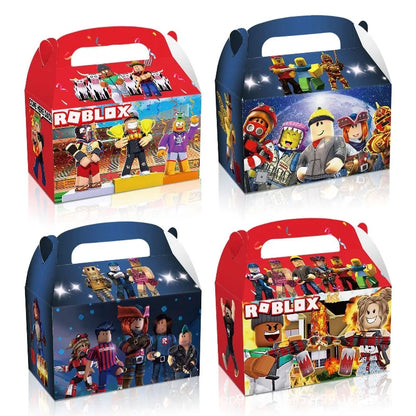 12Pcs/Set Roblox Theme Game Birthday Party Decoration Gift Boxes Anime Pattern Thanks Candy Gift Bag Kid Birthday Party Supplies