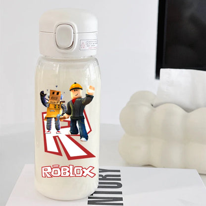 600ml Game Roblox Transparent Straw Water Cup Portable Large Capacity Straw Water Bottle Student Water Cup Plastic Sports Cup
