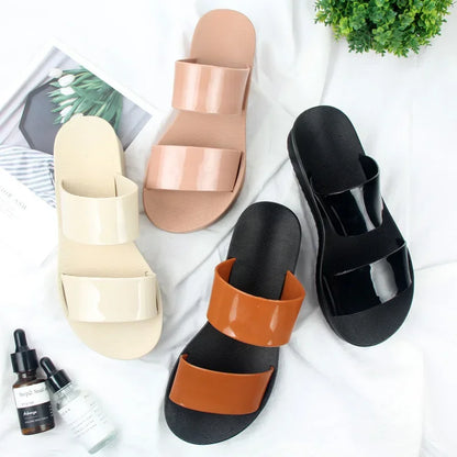 Korean Style Summer Roma Sandals With Thick Bottom And Soft Sole Simple Mom Shoes Jelly Beach Slippers Casual Women's Shoes