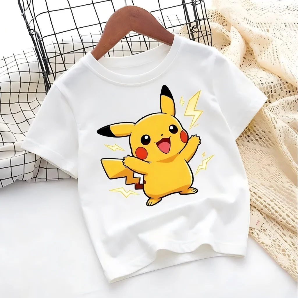 T-shirt with Pokémon Jigglypuff print for summer 2026, loose 100% cotton T-shirt for travel, games, and Y2k sports