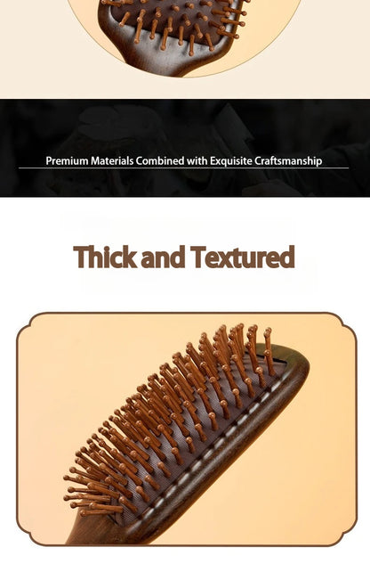 Natural Sandalwood Air Cushion Comb Scalp Massage Hair Brush Women Anti-static Hairdressing Comb for Hair Volume & Curly Hair