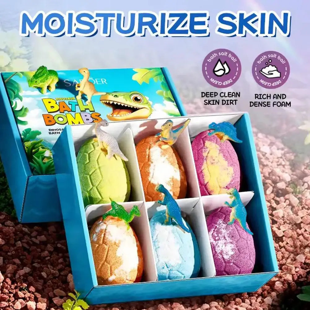 6PCS Bath Bombs for Kids Toddler with Dinosaur Eggs Inside, Fizzy Spa Balls Gift Set, Handmade Bubble Fun Relaxing Holiday Gift