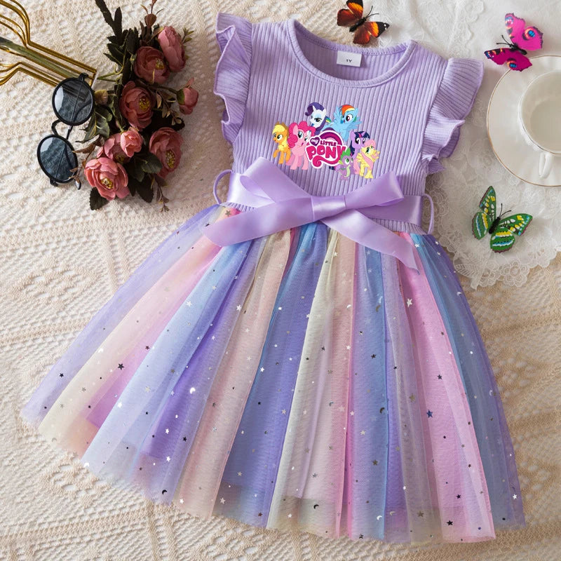Official My Little Pony "Rainbow Magic" Princess Dress: Lavender Ribbed Bodice & Sequin Tulle Tutu