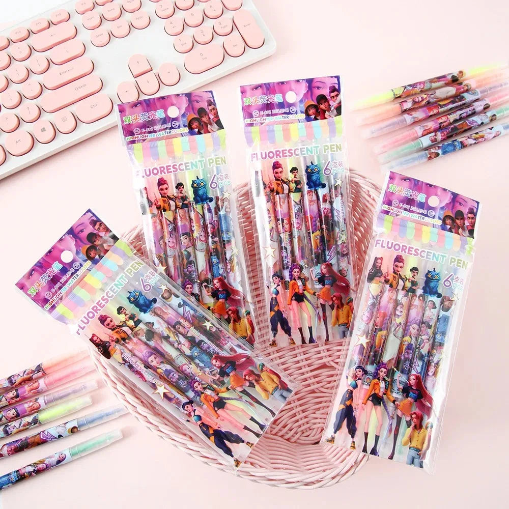 2026 Hot Anime Girls Group Stationery Set Ruler Triangle Protractor Stationery Gift Set for Students School Supplies